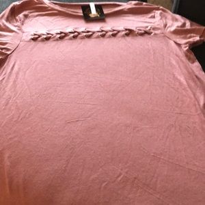 Blush pink T-shirt with lacing detail oversized